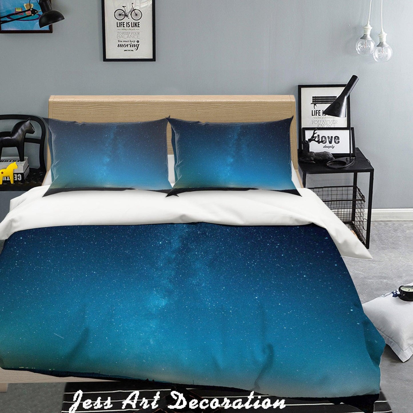 3D Blue Starry Sky Quilt Cover Set Bedding Set Pillowcases 65