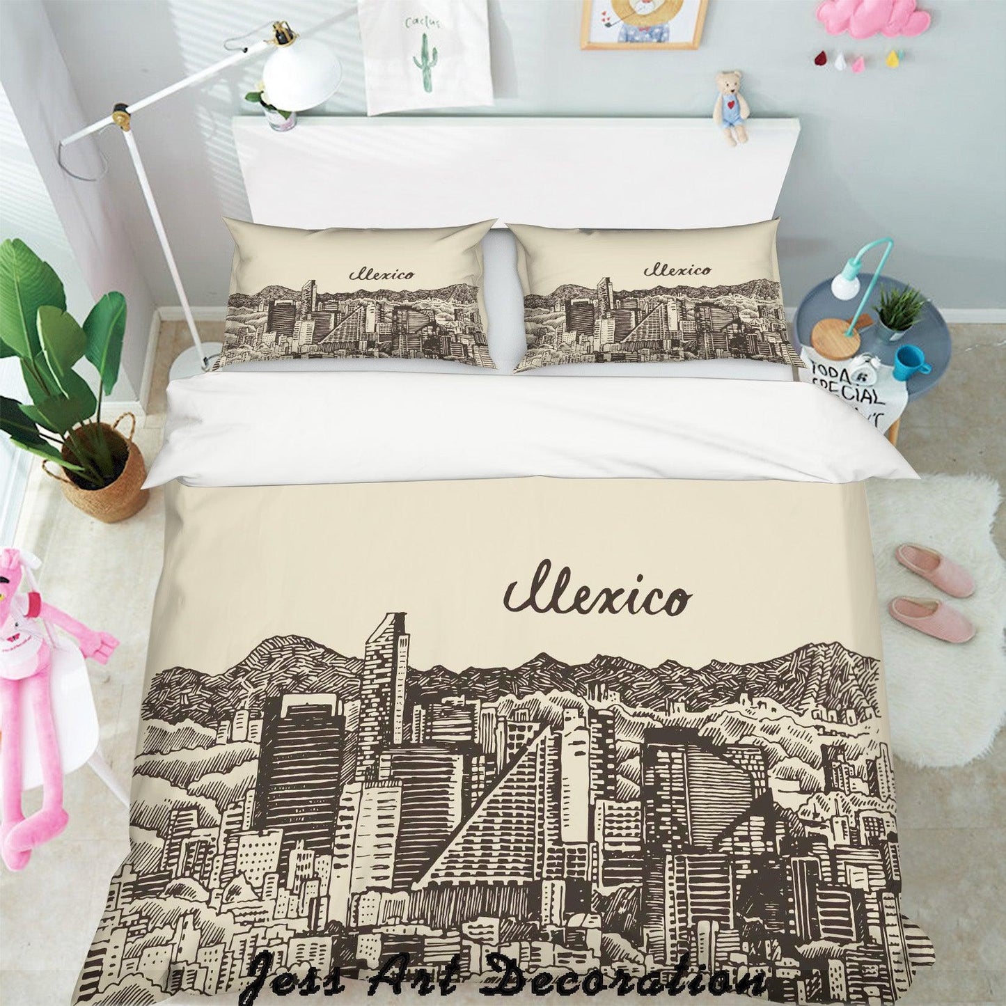 3D Black White City Building Quilt Cover Set Bedding Set Pillowcases  124
