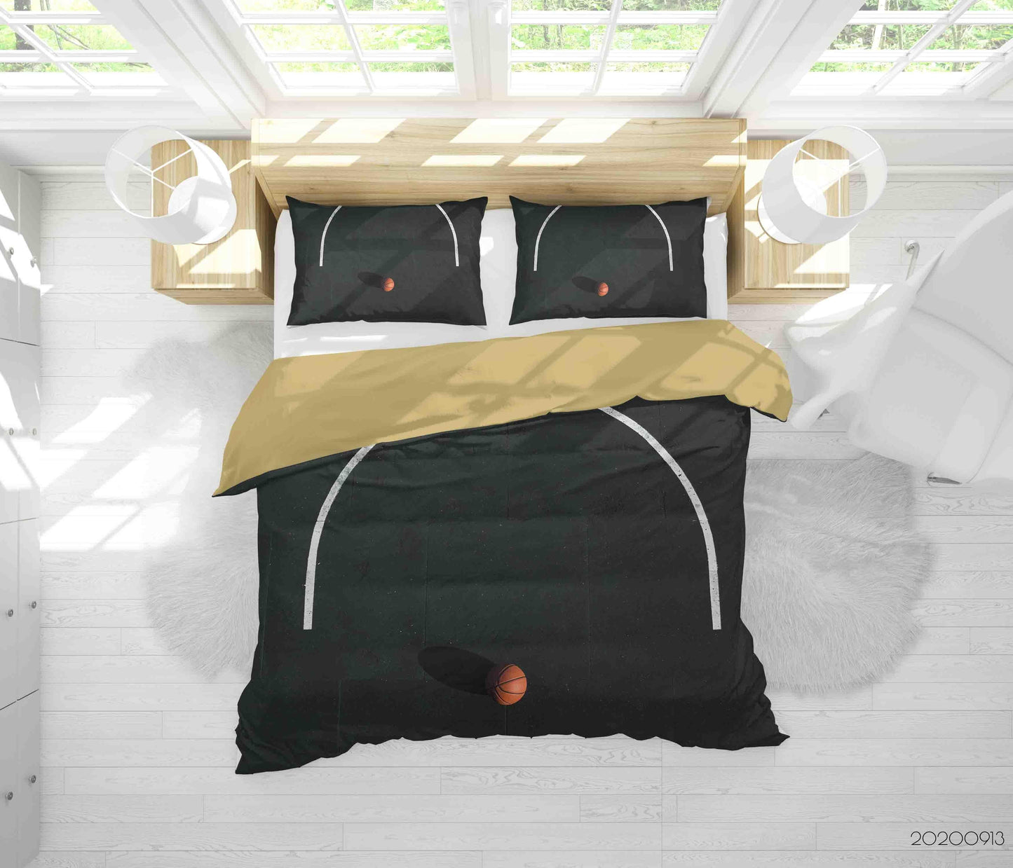 3D Aerial View Basketball Court Quilt Cover Set Bedding Set Duvet Cover Pillowcases WJ 1804