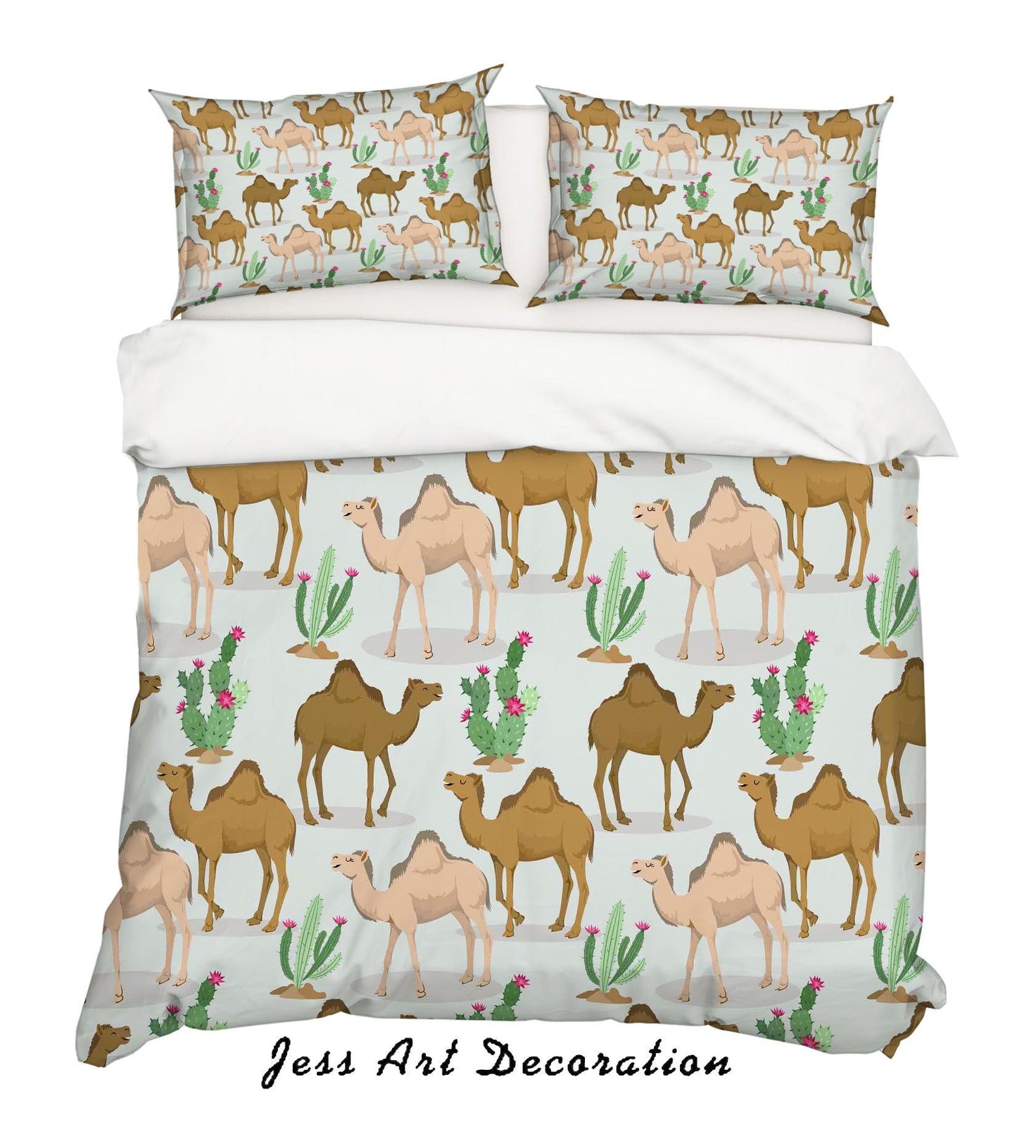 3D Camellia Cactus Quilt Cover Set Bedding Set Pillowcases 9