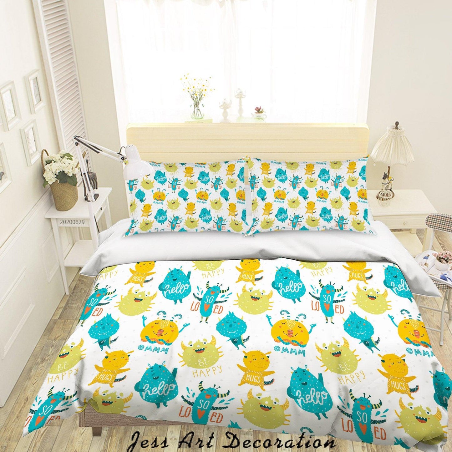 3D Cartoon Monster Quilt Cover Set Bedding Set Duvet Cover Pillowcases SF30