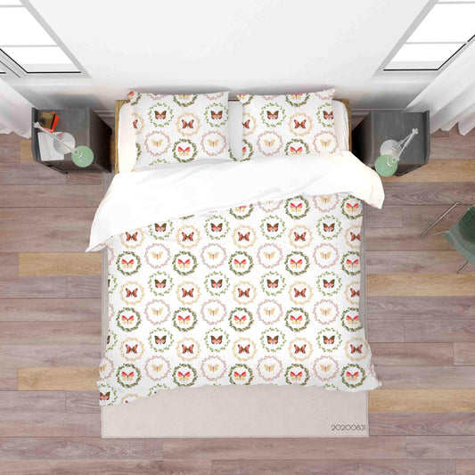 3D Butterflies Pattern Quilt Cover Set Bedding Set Duvet Cover Pillowcases WJ 3410