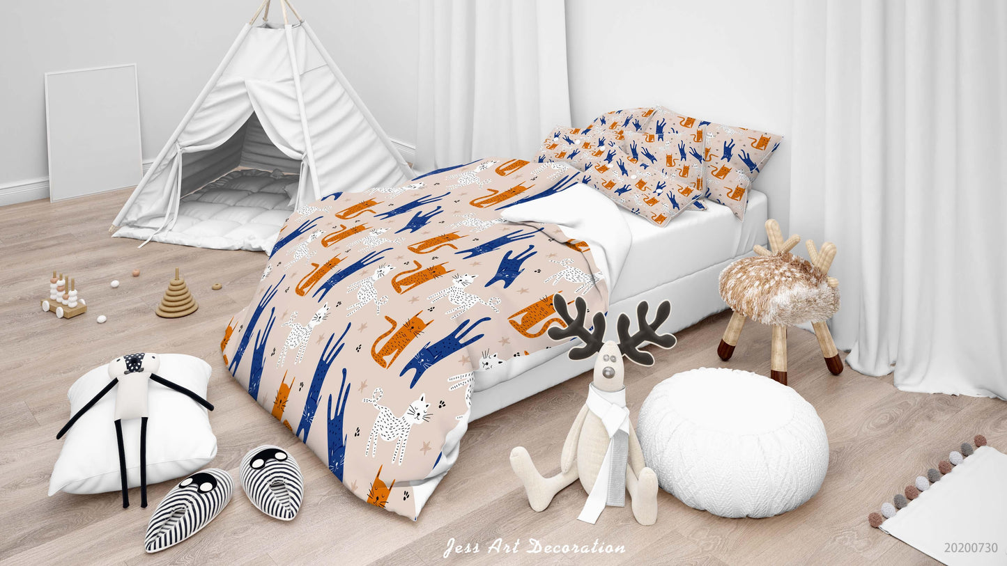 3D Cartoon Cat Quilt Cover Set Bedding Set Duvet Cover Pillowcases LXL 62