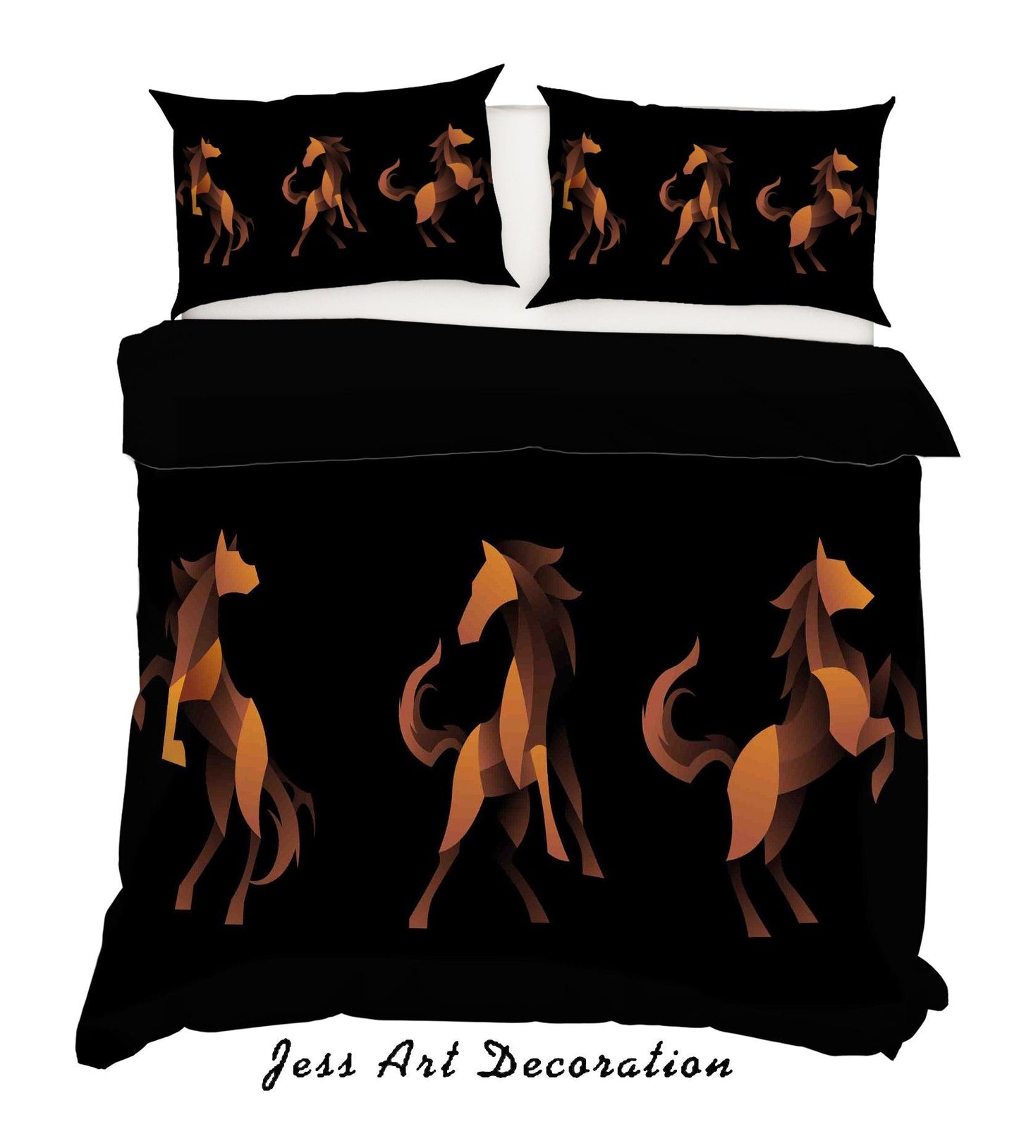 3D Black Horse Quilt Cover Set Bedding Set Pillowcases SF23