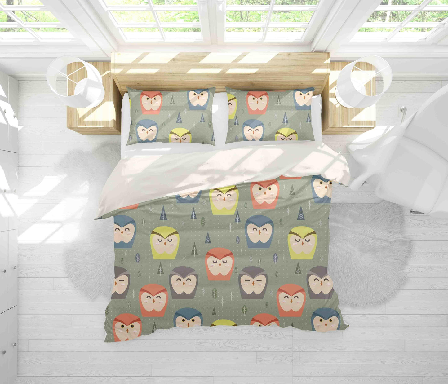 3D Cartoon Owl Quilt Cover Set Bedding Set Pillowcases 75