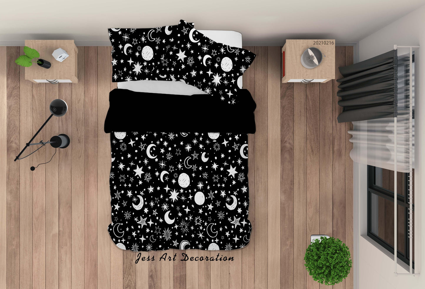 3D Black Space Moon Star Quilt Cover Set Bedding Set Duvet Cover Pillowcases 58