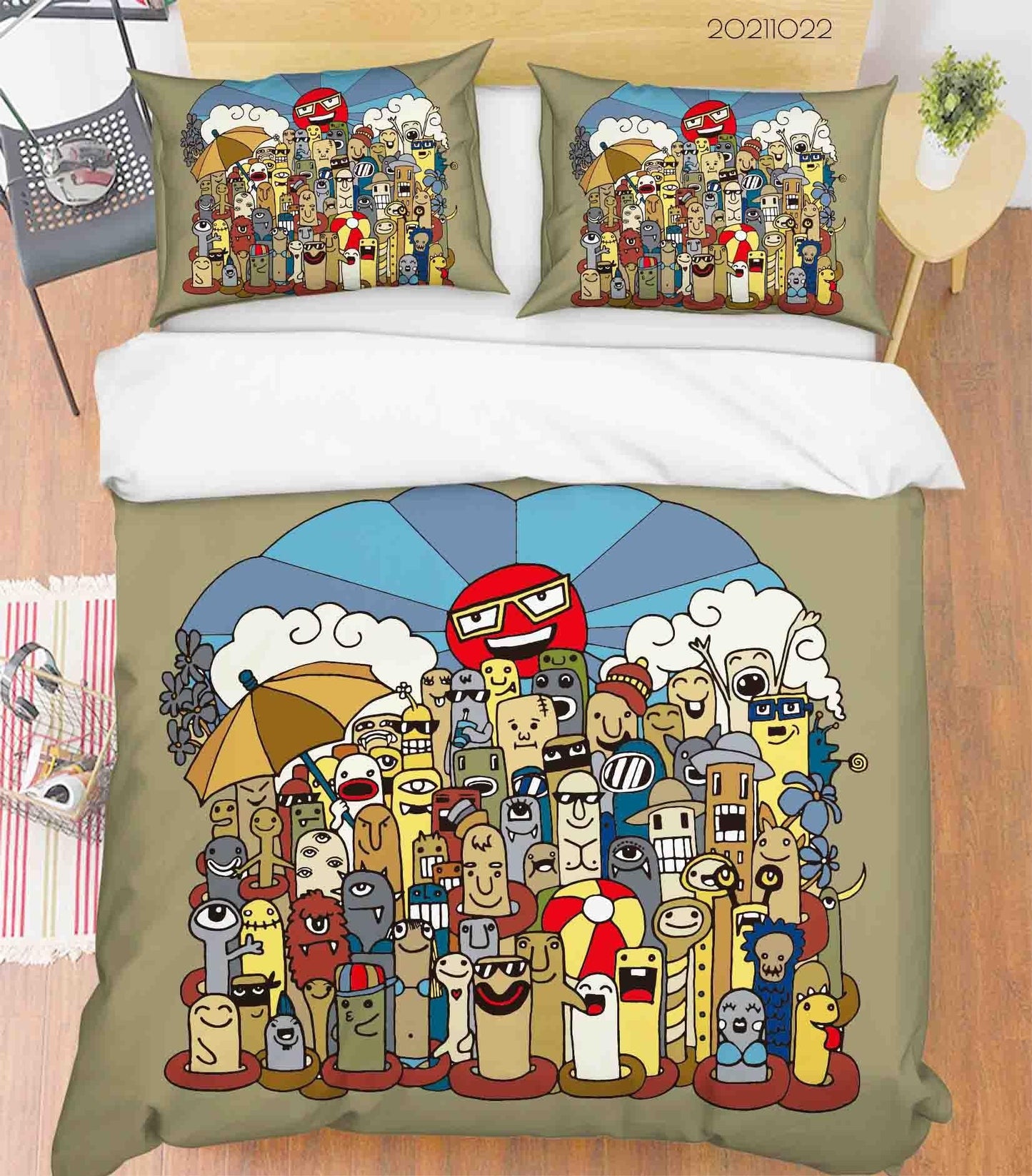 3D Abstract Color Monster Graffiti Quilt Cover Set Bedding Set Duvet Cover Pillowcases 8