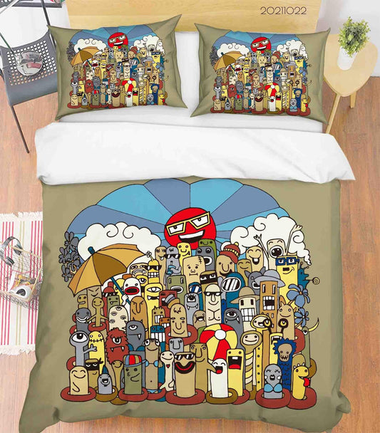 3D Abstract Color Monster Graffiti Quilt Cover Set Bedding Set Duvet Cover Pillowcases 8