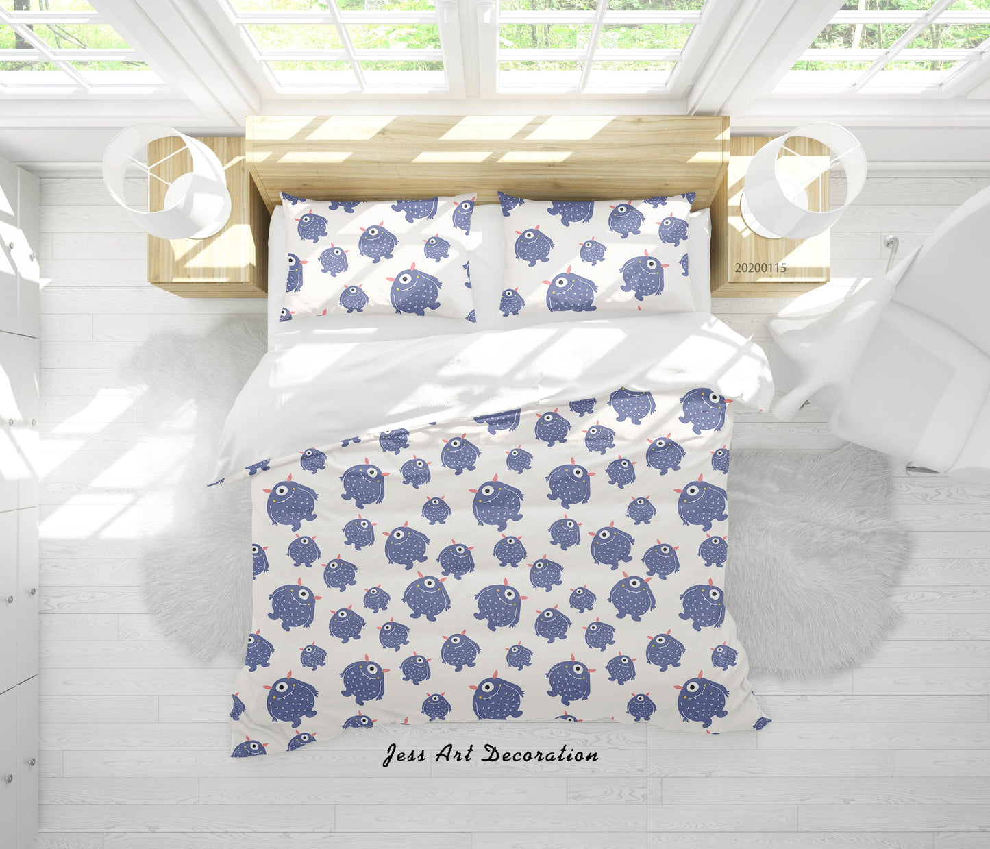 3D Cartoon Animal Monsters Pattern Quilt Cover Set Bedding Set Duvet Cover Pillowcases WJ 9651