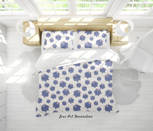 3D Cartoon Animal Monsters Pattern Quilt Cover Set Bedding Set Duvet Cover Pillowcases WJ 9651