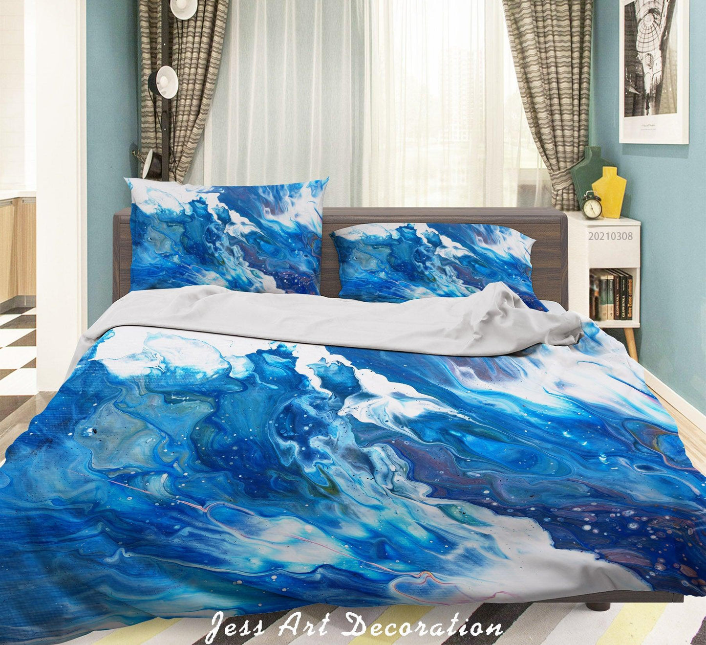 3D Abstract Blue Oil Painting Quilt Cover Set Bedding Set Duvet Cover Pillowcases 303