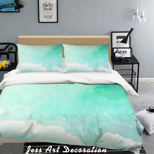 3D Blue Green Color Gradient Quilt Cover Set Bedding Set Pillowcases 22