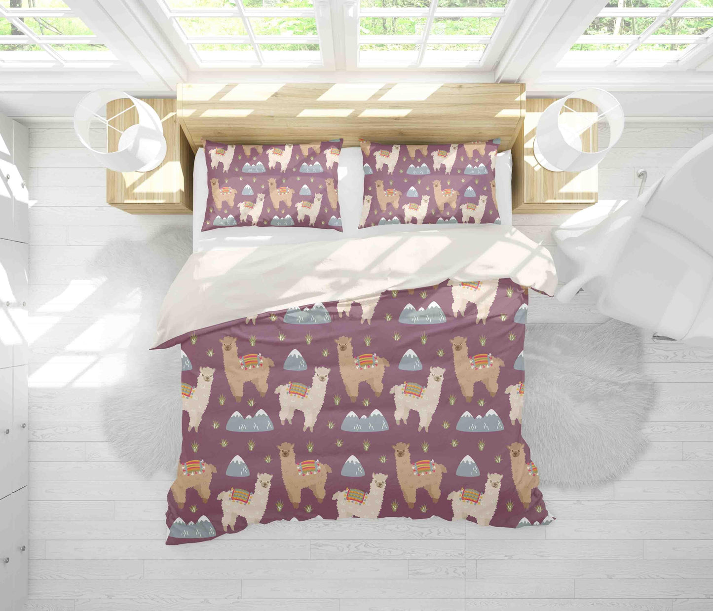 3D Alpaca Claret Quilt Cover Set Bedding Set Pillowcases 78