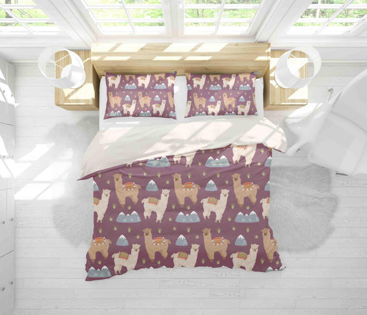 3D Alpaca Claret Quilt Cover Set Bedding Set Pillowcases 78
