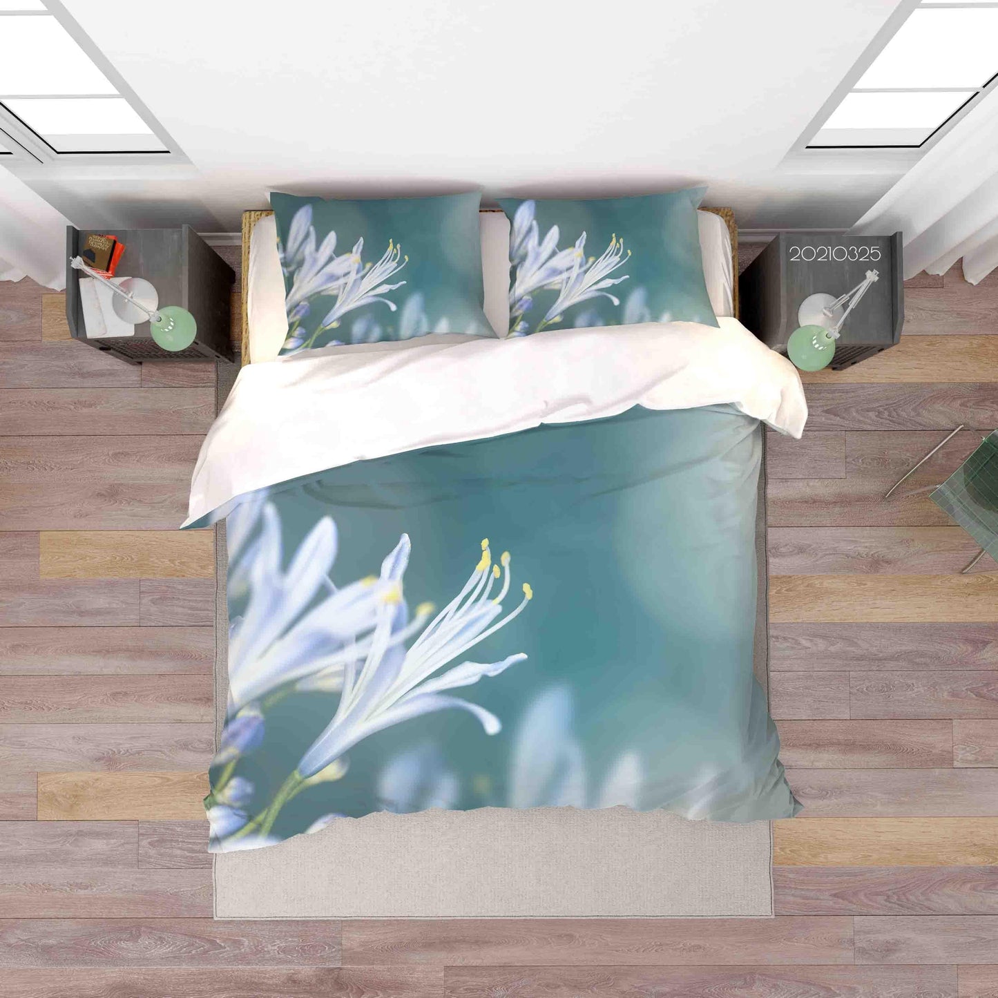 3D Blue Orchid Flower Quilt Cover Set Bedding Set Duvet Cover Pillowcases 224