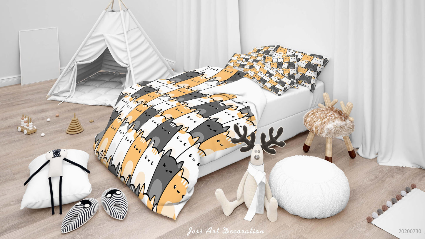 3D Cartoon Cat Quilt Cover Set Bedding Set Duvet Cover Pillowcases LXL 44