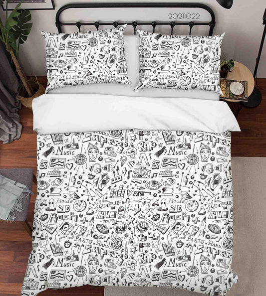 3D Cartoon Grey Illustration Graffiti Quilt Cover Set Bedding Set Duvet Cover Pillowcases 88