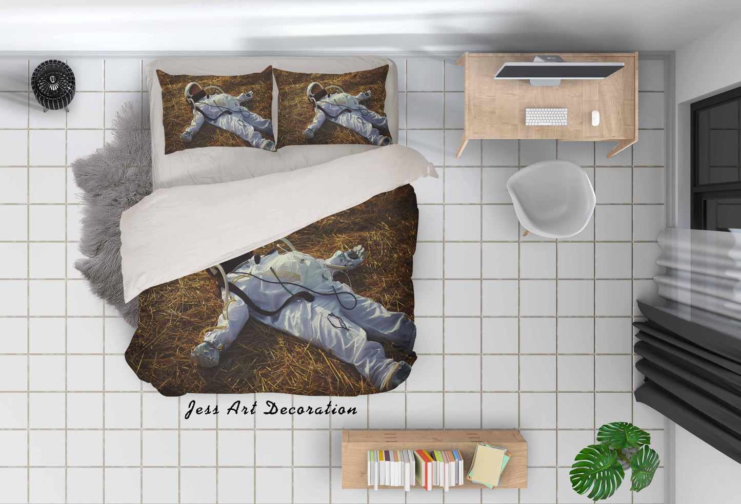 3D Astronaut Pattern Quilt Cover Set Bedding Set Duvet Cover Pillowcases LQH A93