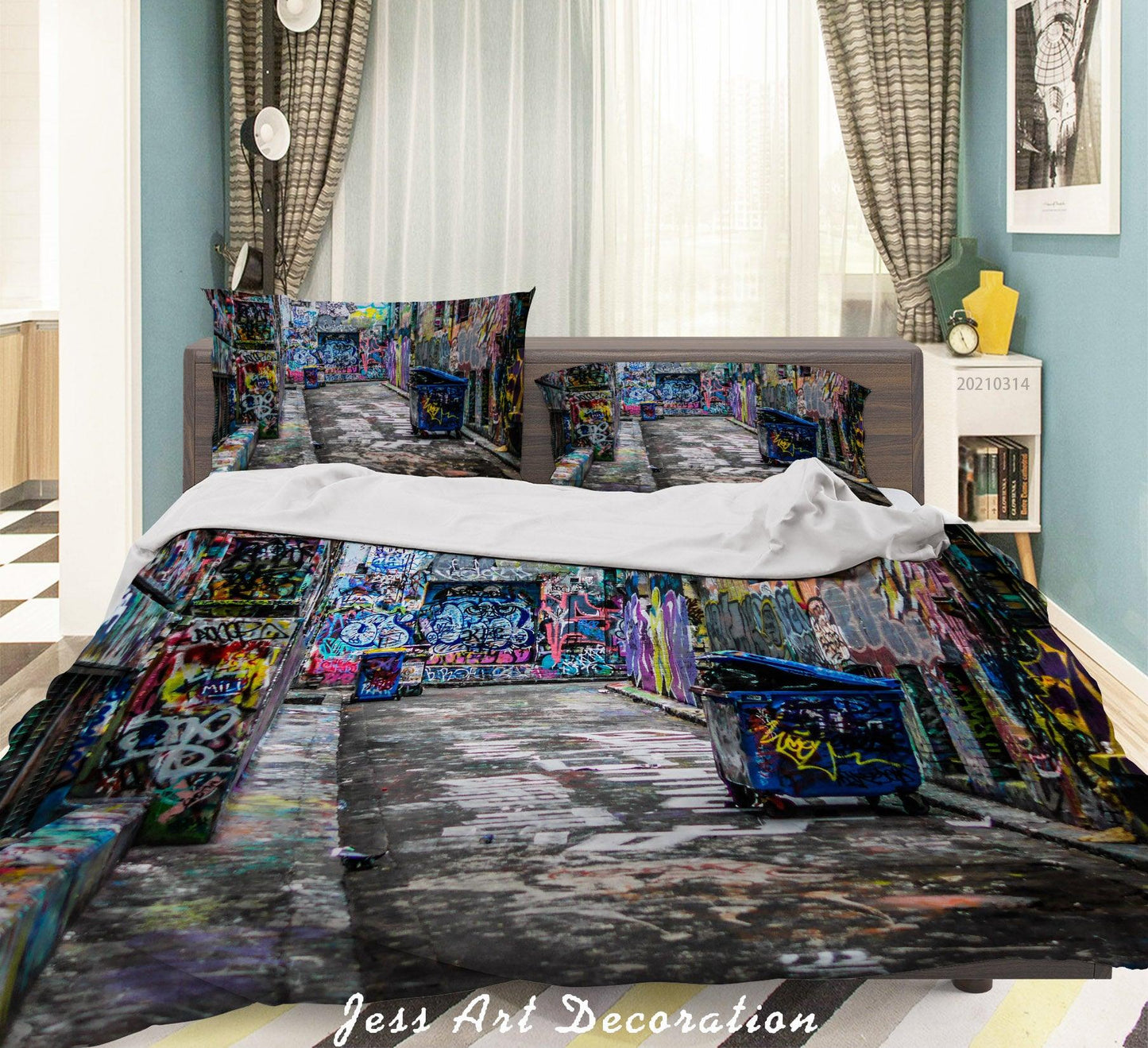 3D Abstract Street Graffiti Quilt Cover Set Bedding Set Duvet Cover Pillowcases 143