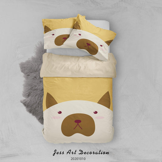 3D Cartoon Cute Animal Dog Quilt Cover Set Bedding Set Duvet Cover Pillowcases WJ 9542