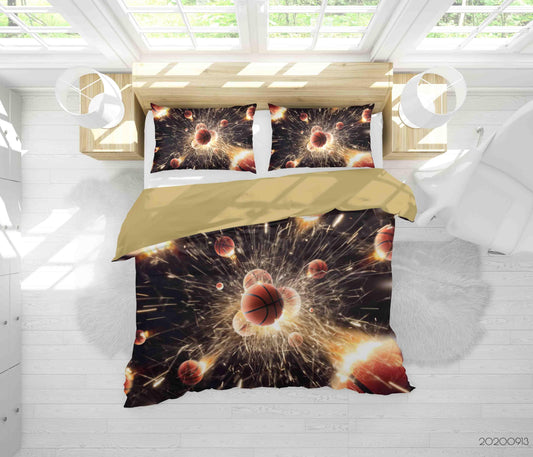 3D Basketball Fire Sparks Quilt Cover Set Bedding Set Duvet Cover Pillowcases WJ 1810