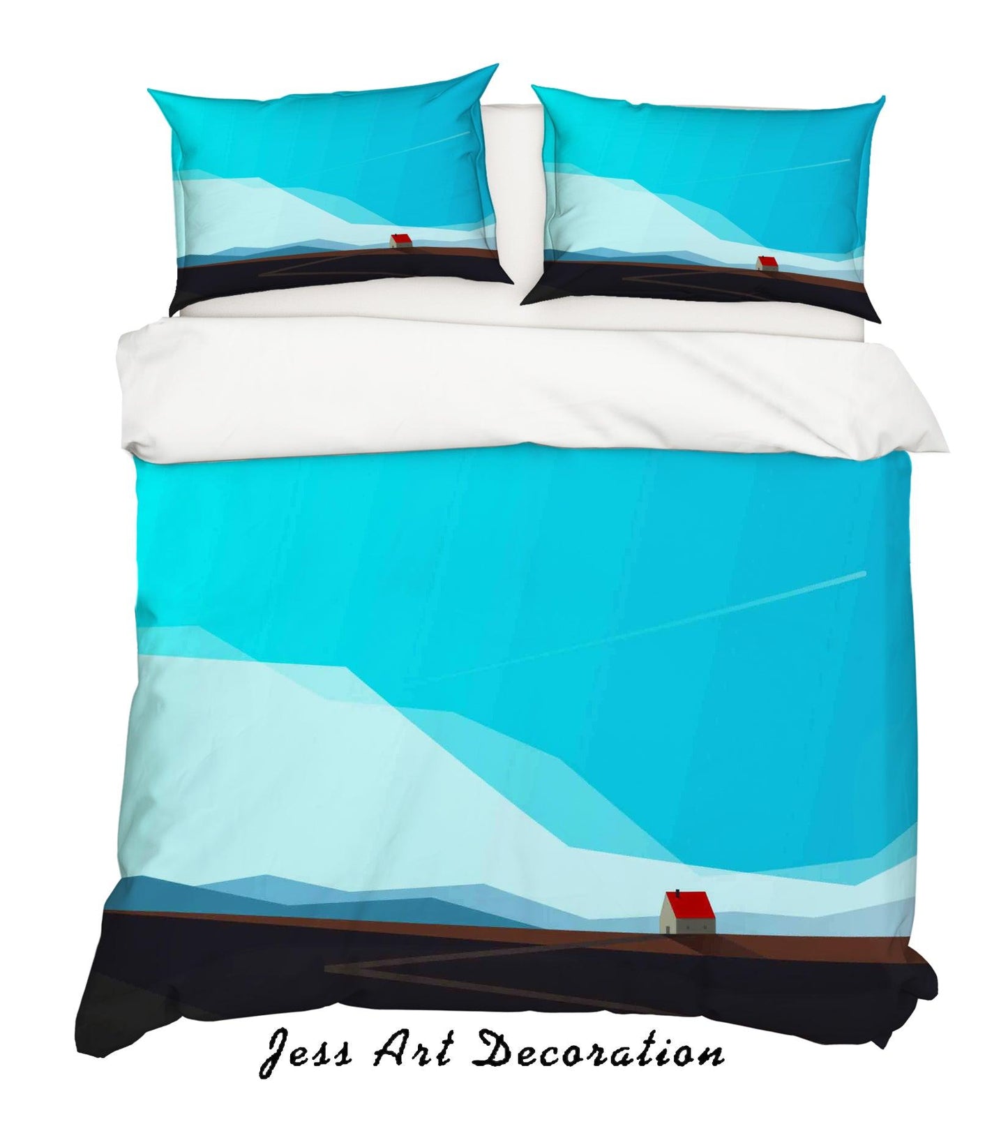 3D Blue Mountains House Meteor Quilt Cover Set Bedding Set Pillowcases 04