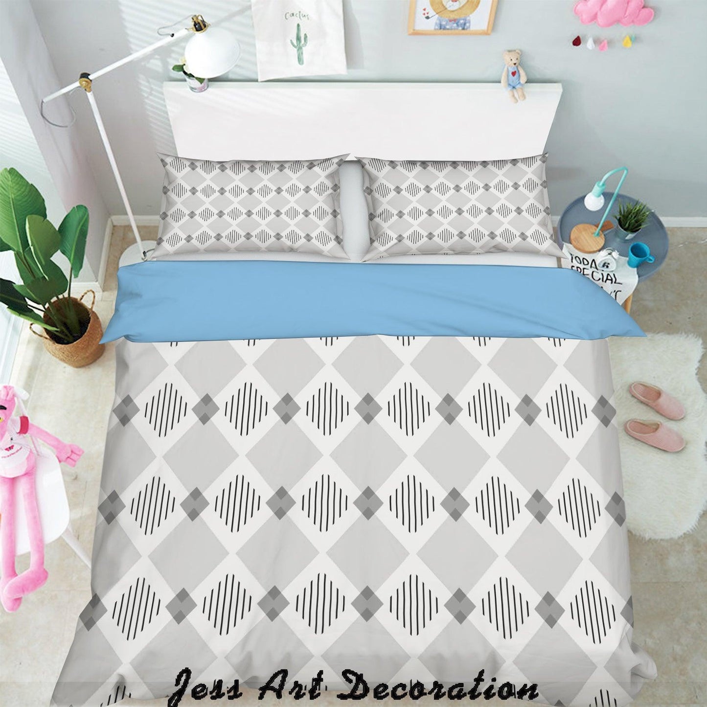 3D Black White Diamond Geometry Pattern Quilt Cover Set Bedding Set Pillowcases 295