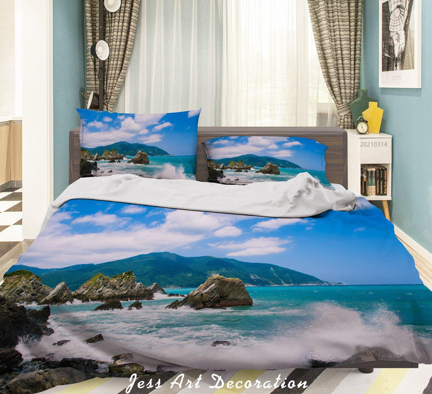 3D Blue Sky Sea Rock Landscape Quilt Cover Set Bedding Set Duvet Cover Pillowcases 183