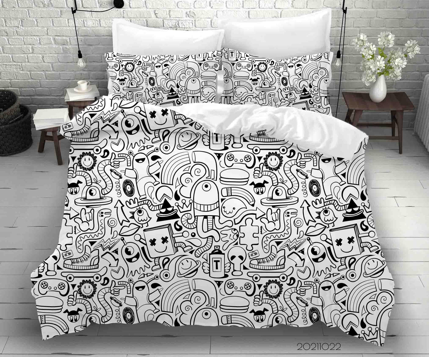 3D Abstract Monster Artistic Graffiti Quilt Cover Set Bedding Set Duvet Cover Pillowcases 61