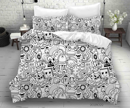 3D Abstract Monster Artistic Graffiti Quilt Cover Set Bedding Set Duvet Cover Pillowcases 61