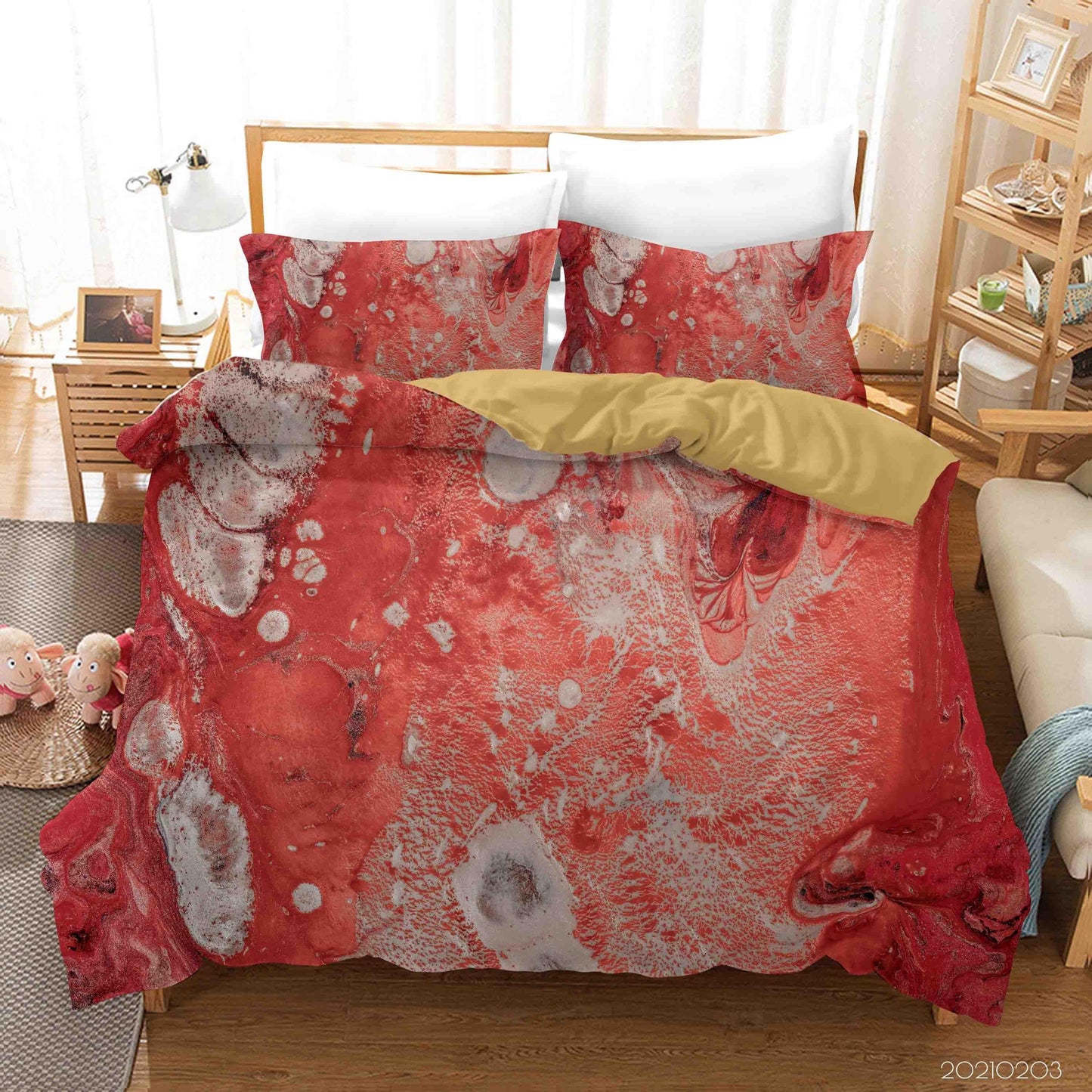 3D Abstract Red Marble Texture Quilt Cover Set Bedding Set Duvet Cover Pillowcases 27