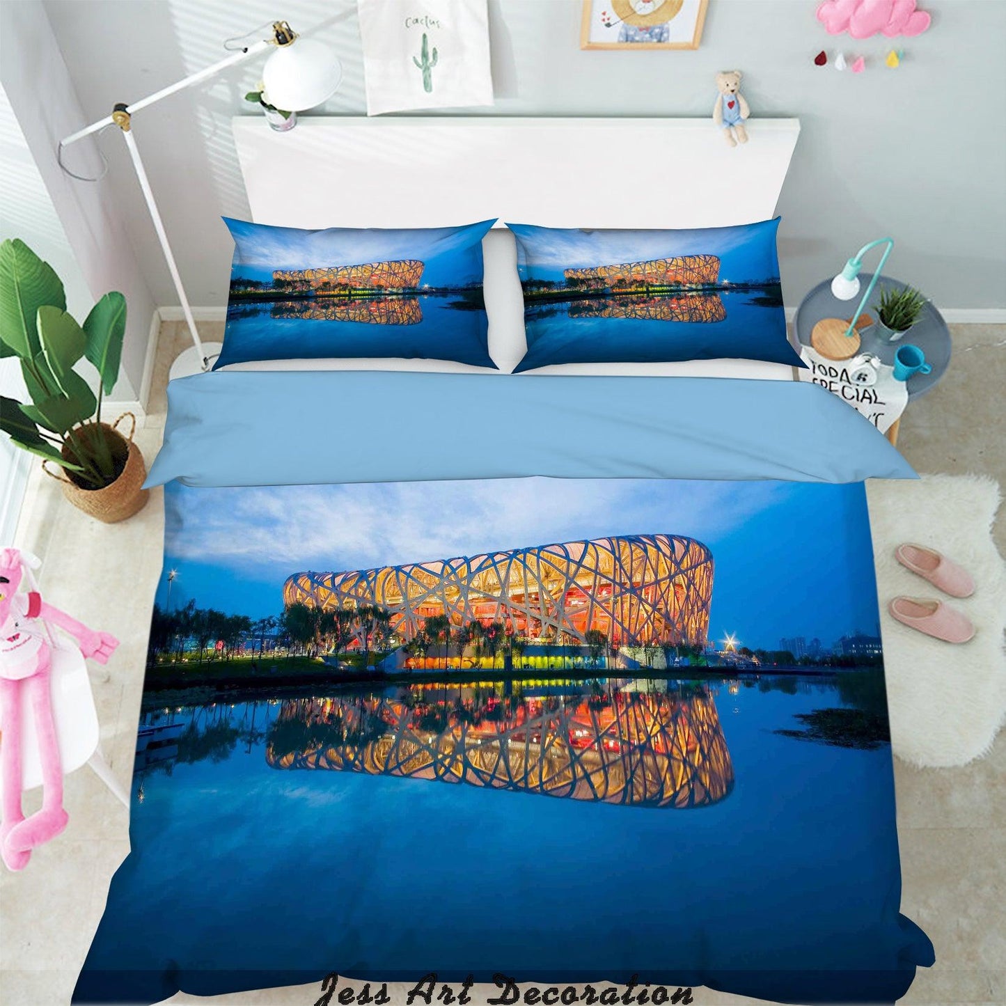 3D Blue Sky Architecture Quilt Cover Set Bedding Set Pillowcases  104