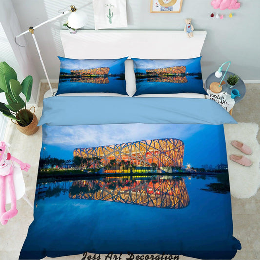 3D Blue Sky Architecture Quilt Cover Set Bedding Set Pillowcases  104