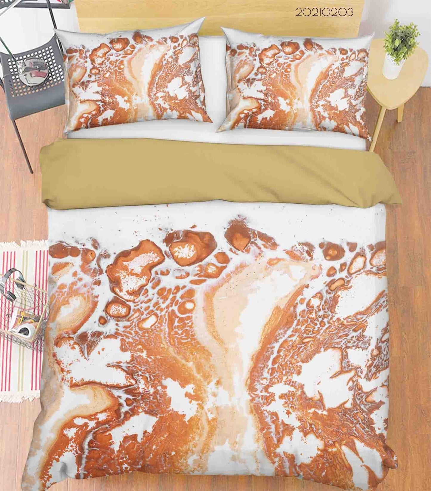 3D Abstract Orange Marble Texture Quilt Cover Set Bedding Set Duvet Cover Pillowcases 56
