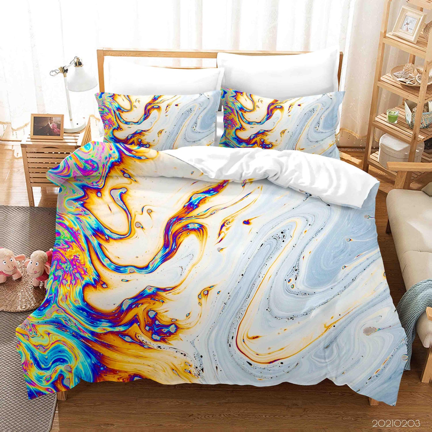 3D Abstract Color Marble Texture Quilt Cover Set Bedding Set Duvet Cover Pillowcases 13