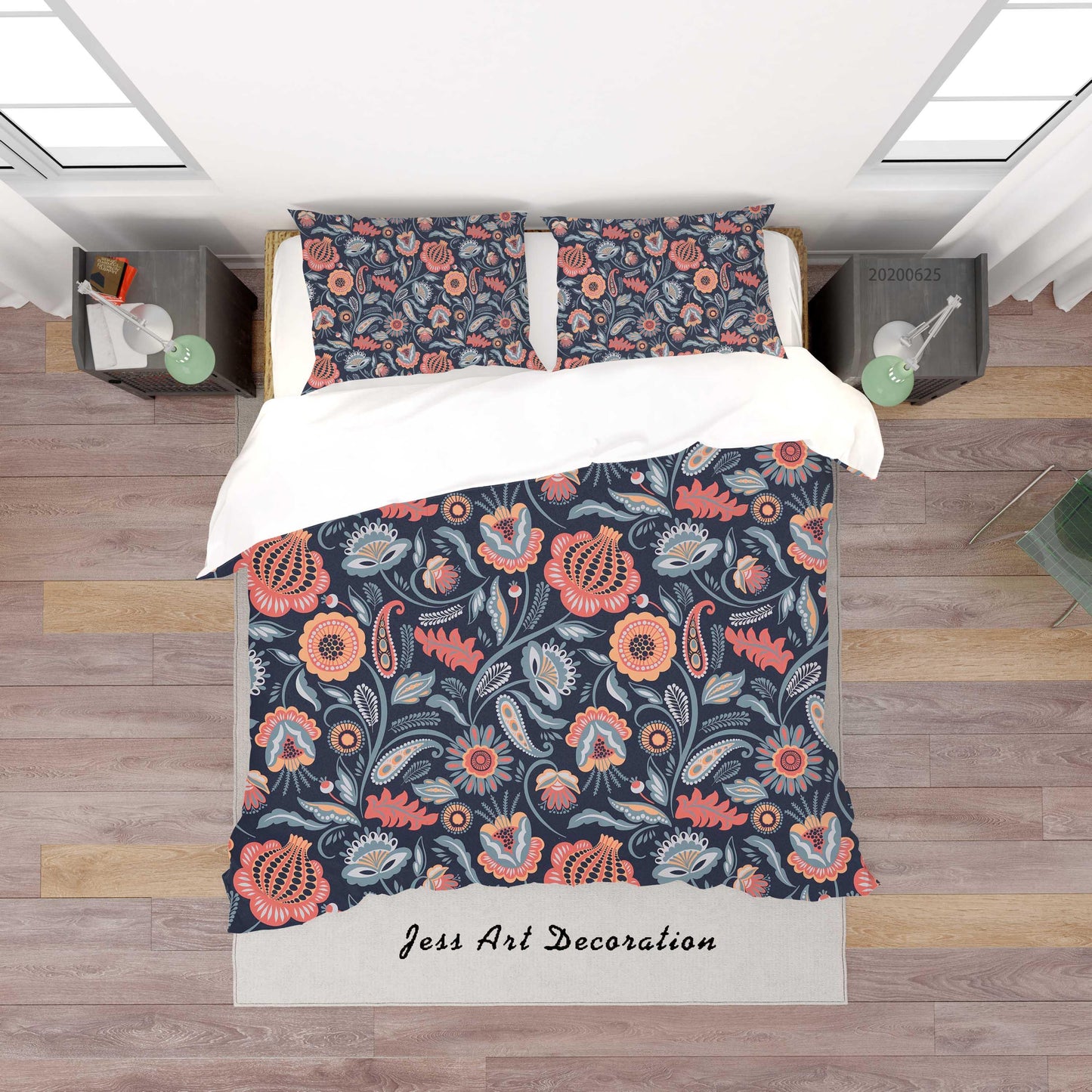 3D Blue Red Floral Quilt Cover Set Bedding Set Duvet Cover Pillowcases SF57