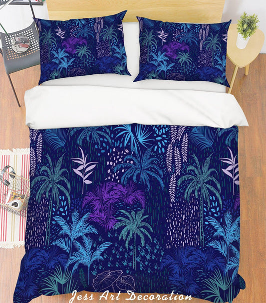 3D Blue Coconut Tree Quilt Cover Set Bedding Set Pillowcases 132