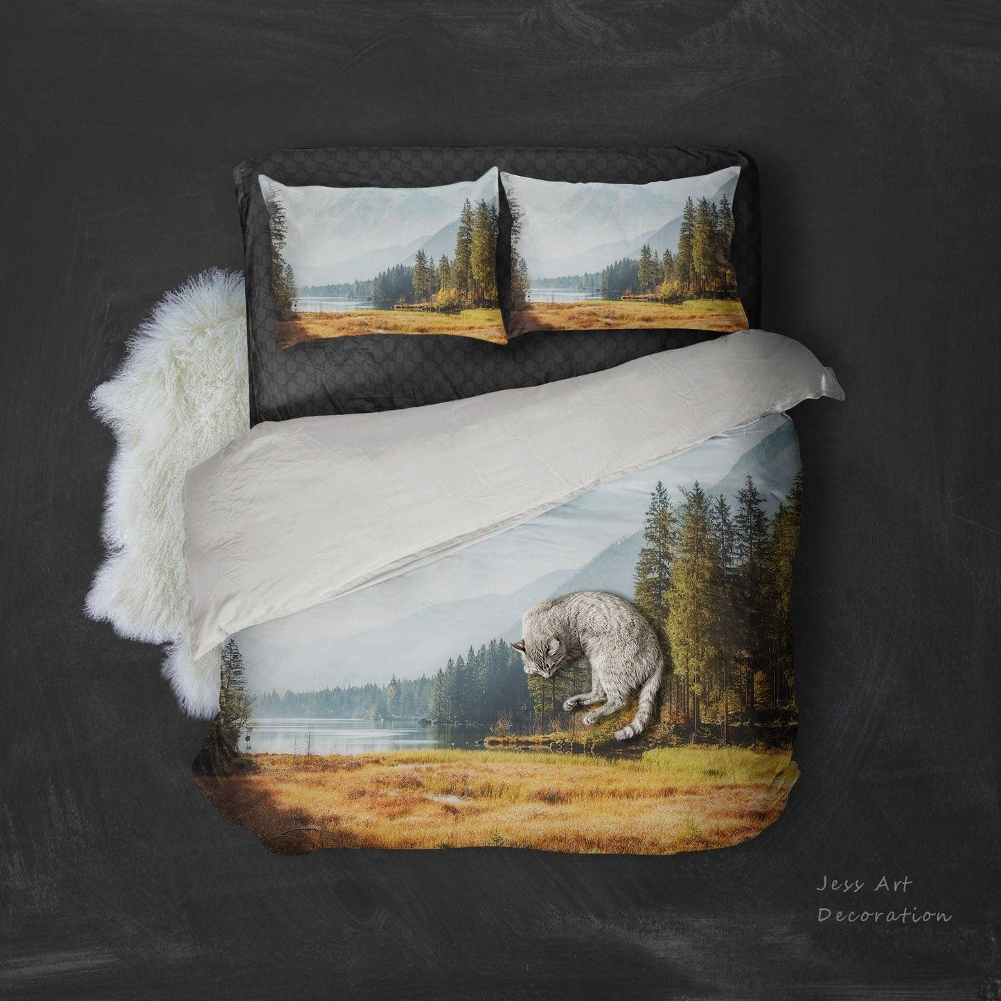 3D Autumn River Bank Forest Quilt Cover Set Bedding Set Pillowcases 107