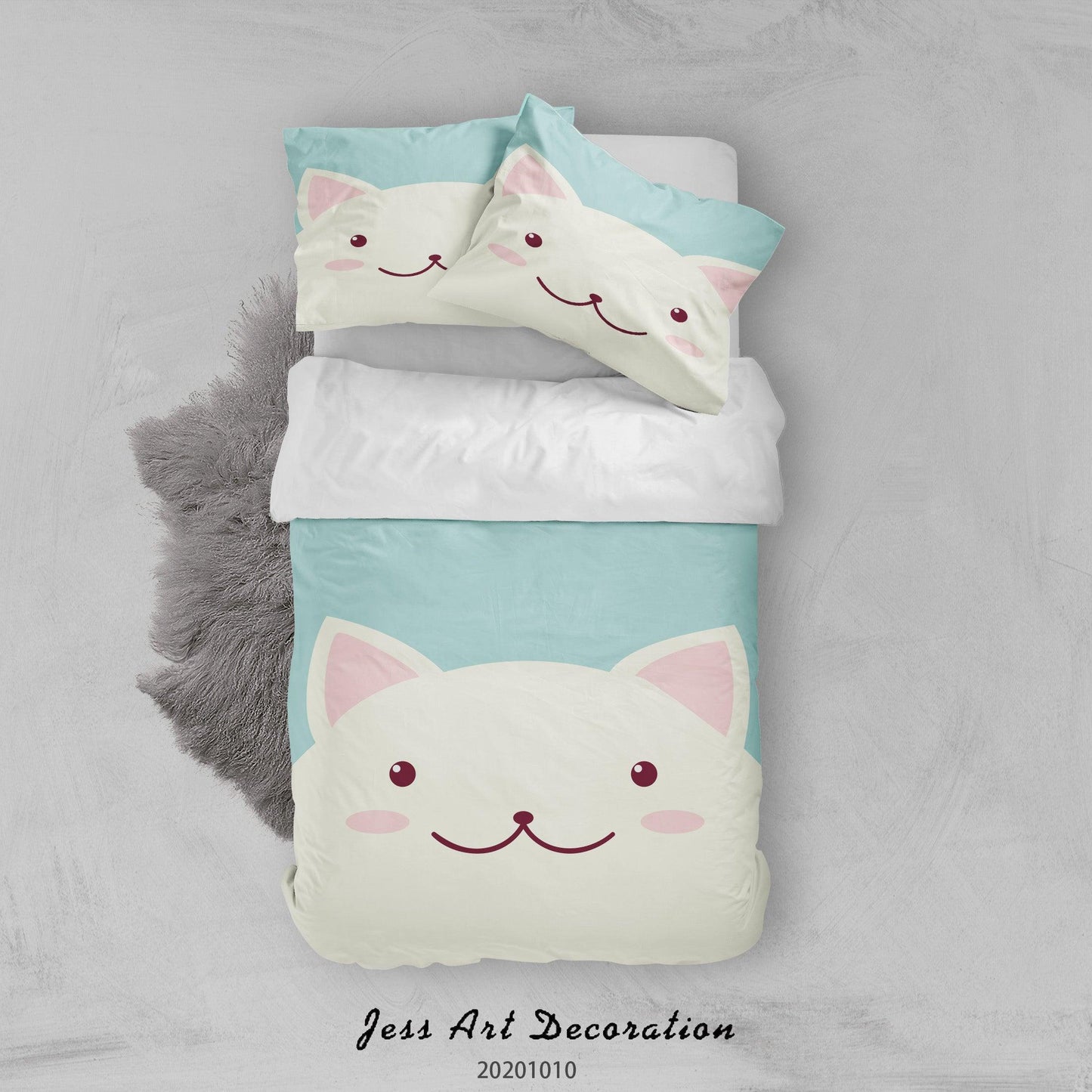 3D Cartoon Cute Animal Bear Quilt Cover Set Bedding Set Duvet Cover Pillowcases WJ 9531