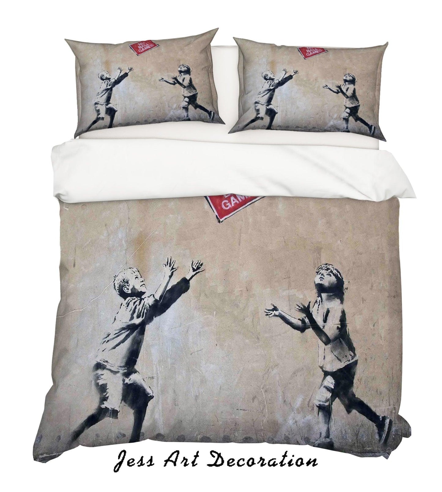 3D Banksy Boy Girl Game No Ball Quilt Cover Set Bedding Set Duvet Cover Pillowcases  ZY D68