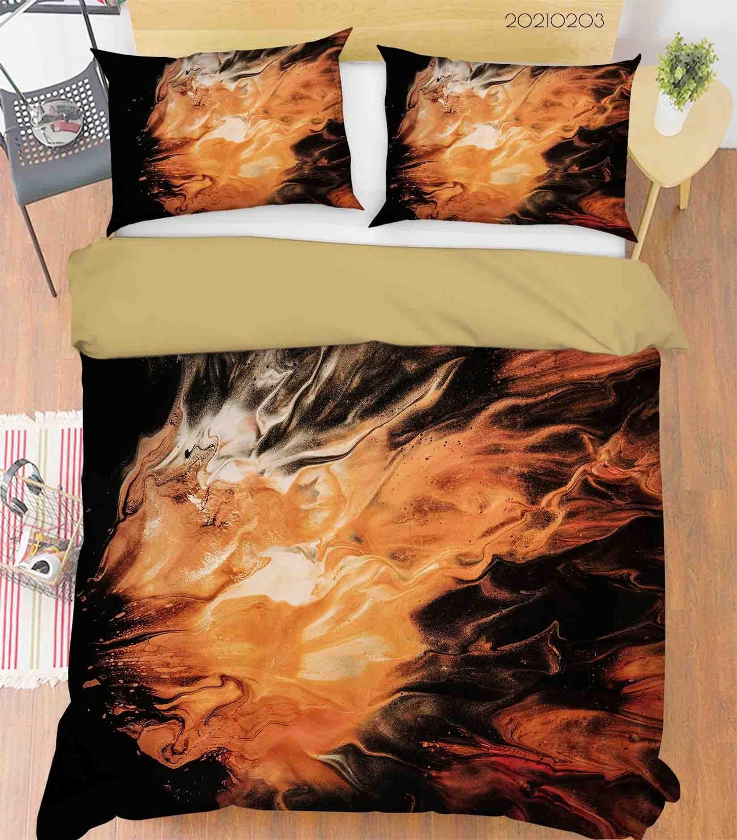 3D Abstract Orange Marble Texture Quilt Cover Set Bedding Set Duvet Cover Pillowcases 87