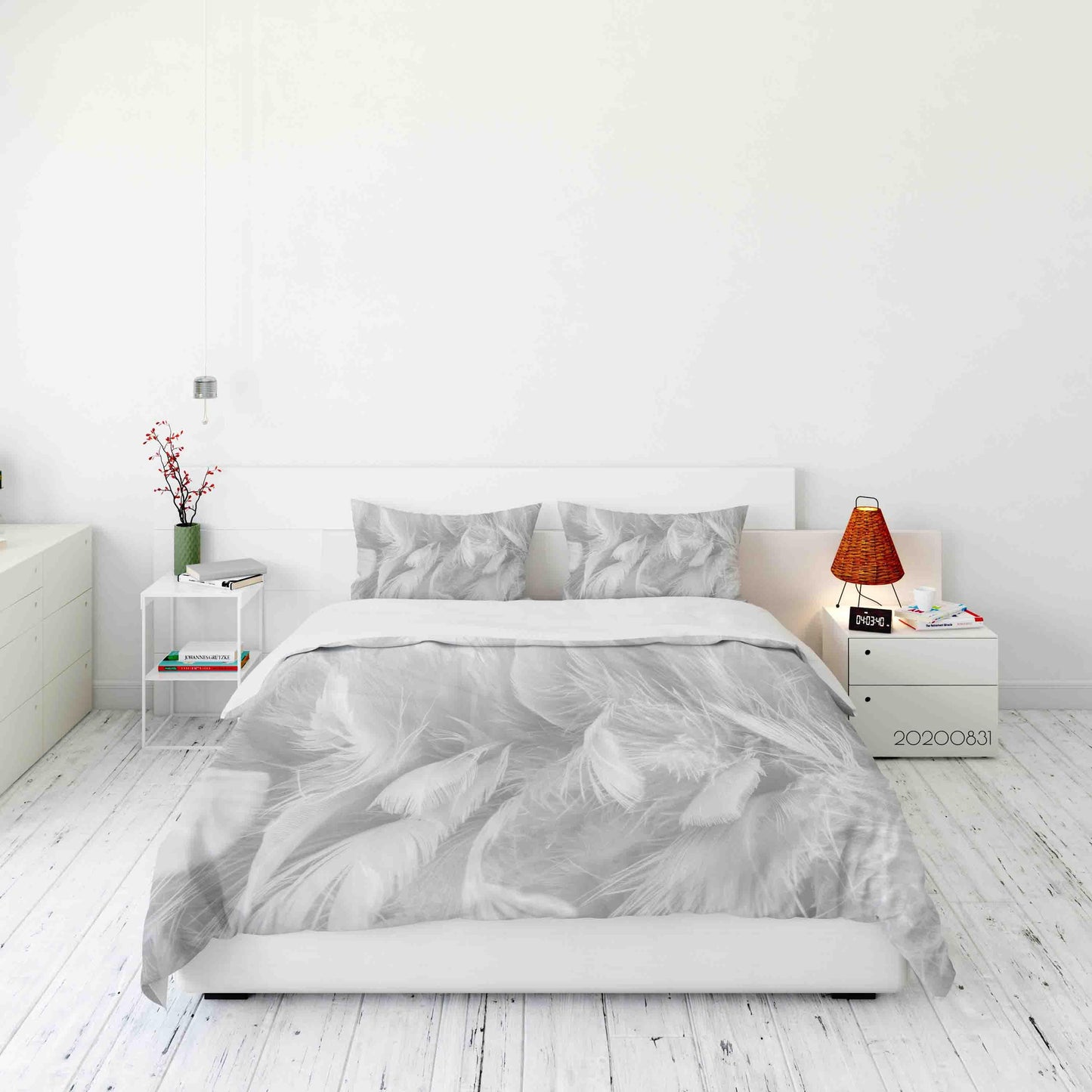 3D Abstract Background Bird Chickens Feather Quilt Cover Set Bedding Set Duvet Cover Pillowcases WJ 3400