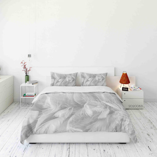 3D Abstract Background Bird Chickens Feather Quilt Cover Set Bedding Set Duvet Cover Pillowcases WJ 3400