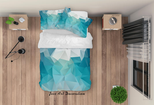 3D Abstract Blue Geometric Pattern Quilt Cover Set Bedding Set Duvet Cover Pillowcases 234