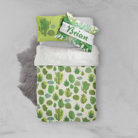 3D Cactus Green Quilt Cover Set Bedding Set Pillowcases 35