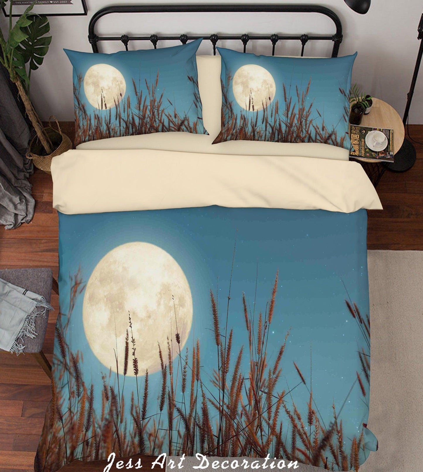 3D Blue Moon Setaria Viridis Quilt Cover Set Bedding Set Duvet Cover Pillowcases SF42
