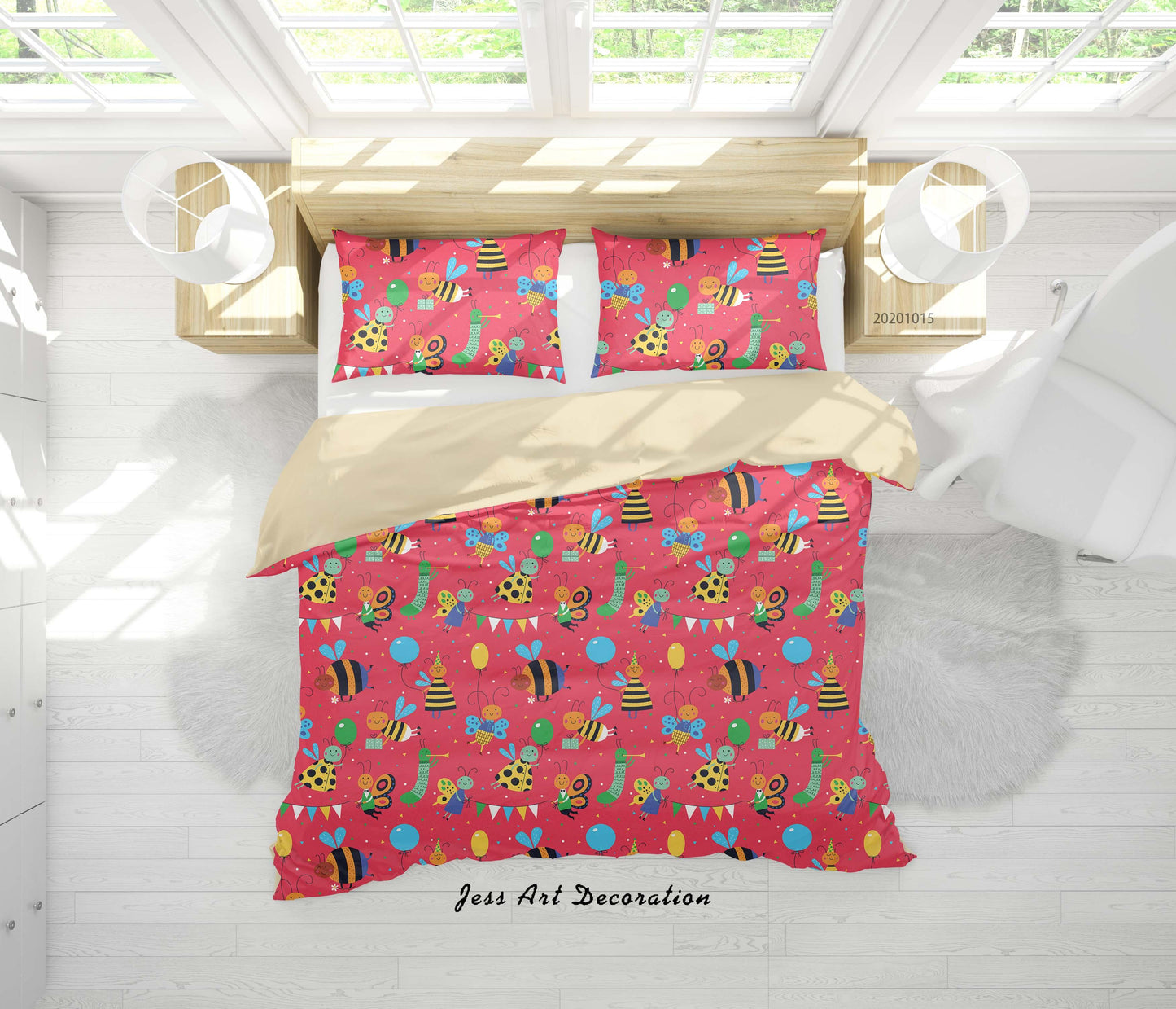 3D Cartoon Animal Bees Pattern Quilt Cover Set Bedding Set Duvet Cover Pillowcases WJ 9662