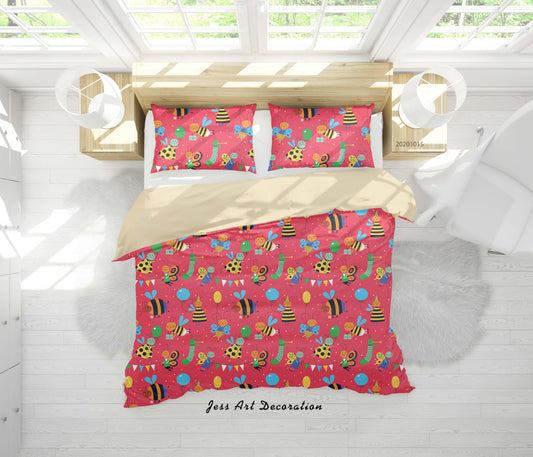 3D Cartoon Animal Bees Pattern Quilt Cover Set Bedding Set Duvet Cover Pillowcases WJ 9662