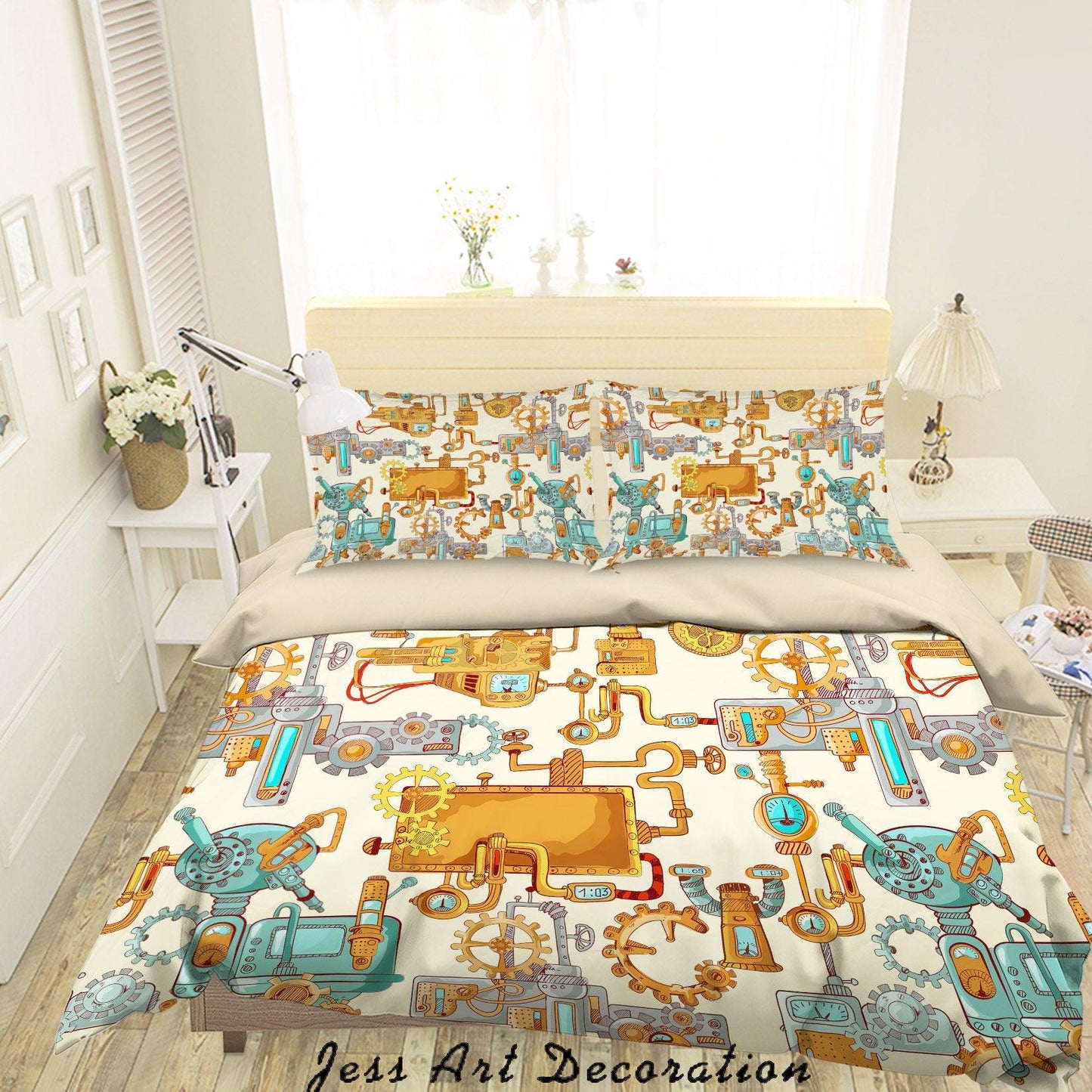 3D Cartoon Industrial Pipeline Gear Quilt Cover Set Bedding Set Duvet Cover Pillowcases SF63