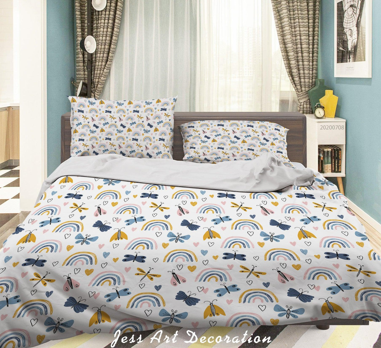 3D Butterfly Dragonfly Rainbow Quilt Cover Set Bedding Set Duvet Cover Pillowcases SF41